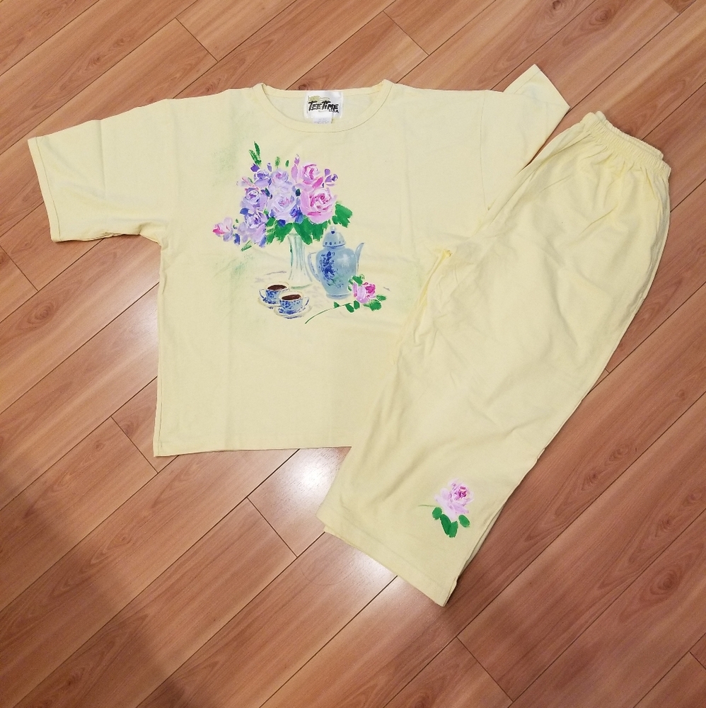 TEE time-Vintage handpainted shirt and culotte set